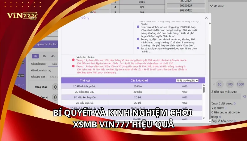 Xổ Số Miền Bắc Vin777: Các Hình Thức Tham Gia Và Mẹo 7 Bí quyết và kinh nghiệm chơi XSMB Vin777 hiệu quả