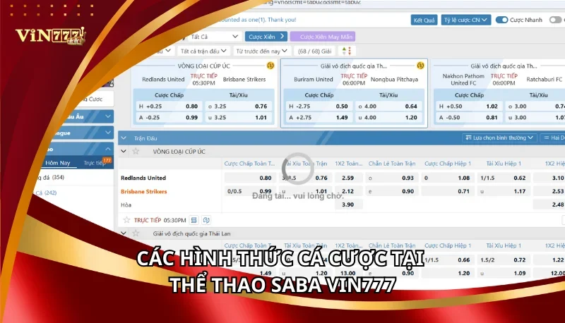 Thể Thao SABA Vin777 - Đấu Trường Đỉnh Cao, Sôi Động 6 Các hình thức cá cược tại thể thao SABA Vin777