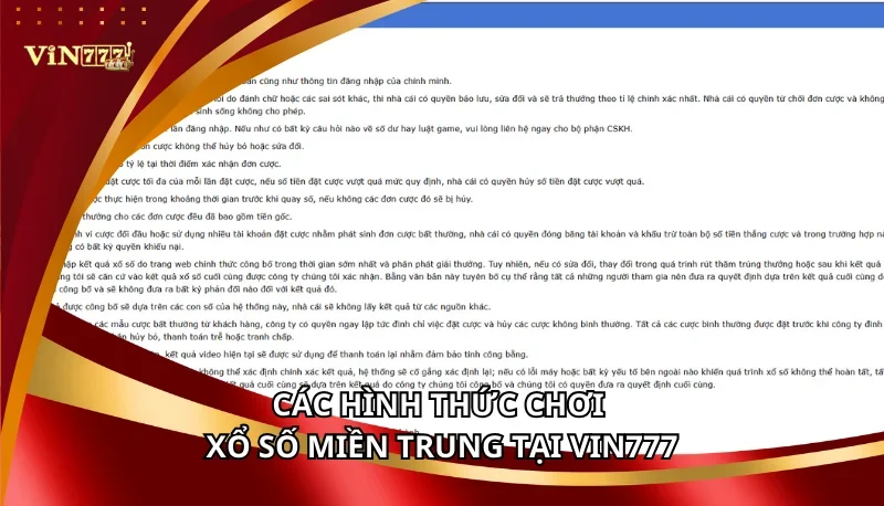 Xổ số miền Trung Vin777: Các Hình Thức Chơi Và Kinh Nghiệm A-Z 6 Các hình thức chơi xổ số miền Trung tại Vin777