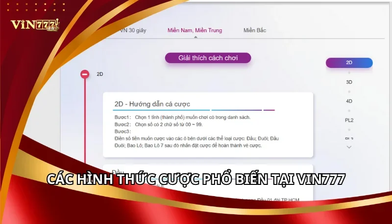Xổ Số Miền Nam Vin777: Các Hình Thức Cược Phổ Biến Và Tỷ Lệ Thưởng 6 Các hình thức cược phổ biến tại Vin777