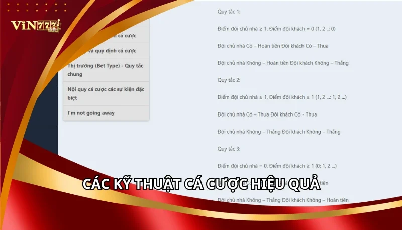 Các kỹ thuật cá cược hiệu quả thể thao Vin777