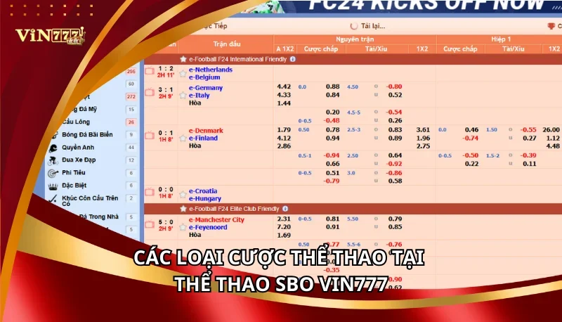 Thể Thao SBO Vin777: Các Loại Cược Và Chiến Lược Thắng 6 Các loại cược thể thao tại Thể Thao SBO Vin777