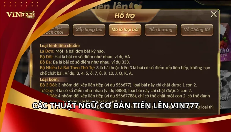Tiến Lên Vin777 - Game Bài 3D | Chơi Mượt, Thưởng Lớn 2025 6 Các thuật ngữ cơ bản khi chơi Tiến Lên Vin777