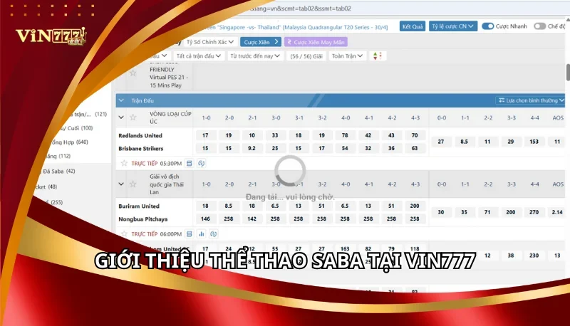Thể Thao SABA Vin777 - Đấu Trường Đỉnh Cao, Sôi Động 5 Giới thiệu thể thao SABA tại Vin777