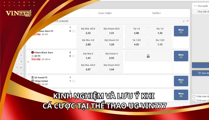 Thể Thao UG Vin777: Các Loại Kèo Cược Và Kinh Nghiệm 7 Kinh nghiệm và lưu ý khi cá cược tại thể thao UG Vin777