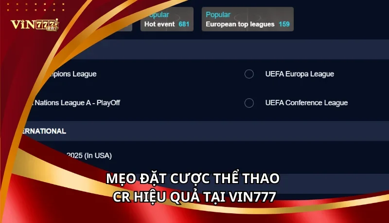 Thể Thao CR Vin777 - Kèo Chuẩn Từng Giây, Bùng Nổ Đam Mê 7 Mẹo đặt cược Thể thao CR hiệu quả tại Vin777