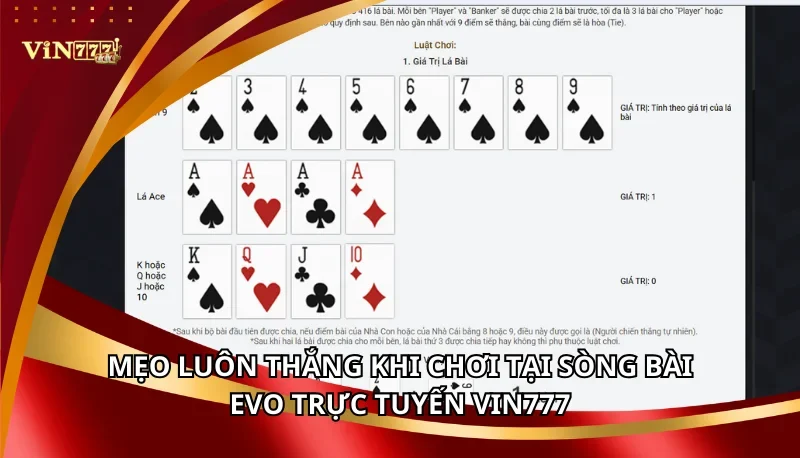 Sòng Bài EVO Trực Tuyến Vin777 | Casino Live Đẳng Cấp Số 1 7 Mẹo luôn thắng khi chơi tại Sòng bài EVO trực tuyến Vin777