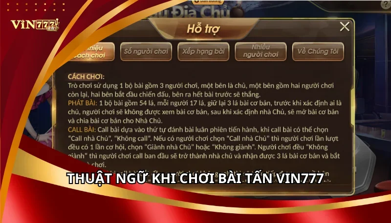 Bài Tấn Vin777 - Sàn Đấu Trí Tuệ, Khẳng Định Đẳng Cấp Cao 6 Thuật ngữ khi chơi Bài Tấn Vin777